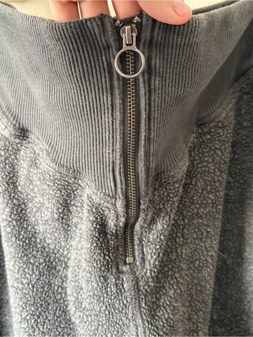 aerie Dark Charcoal Zip-Front Fleece Joggers - Picture 3 of 4